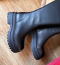 百丽（Belle）金晨明星同款厚底小V靴弹力靴女冬季商场款长靴B9D1DDG4 黑仙草（微光皮面）【周雨彤同款】 38 (240mm) 实拍图
