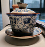 八千行青花汝窑三才盖碗茶具一人用高级陶瓷盖碗三件套功夫泡茶碗泡茶杯 实拍图