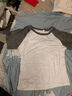 设计感撞色插肩短袖T恤女夏小个子修身显瘦短款百搭上衣KJY#A013# A013#米灰色 L 【93-106斤】 实拍图