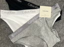 Calvin Klein内衣女士三条装经典提花腰边ck舒适棉质微弹性感比基尼三角内裤女 MP1-太空黑/椰青灰/月光白 3条 XS 实拍图