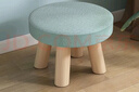 人文成家实木矮凳沙发凳坐墩创意布艺小凳子换鞋凳玄关储物凳子客厅圆凳 青色 实拍图