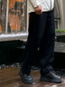 森马休闲裤男发热抑菌针织卫裤宽松直筒裤2025冬季新款长裤子百搭 黑色90001 2XL 实拍图