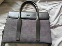 铂派男士手提包商务公文包奢侈高端总裁包真皮男包电脑包生日礼物 小号灰-配肩带-可放14英寸笔记本 公文包 实拍图