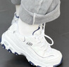 斯凯奇（Skechers）女鞋小白熊女士休闲鞋子厚底增高百搭运动软底老爹鞋女99999863 白色/海军蓝色/WNV 37.5 实拍图