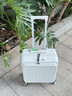 鹃羚行李箱拉杆箱前开盖小型登机箱男女儿童旅行深仓密码皮箱可上飞机 奶油白【杯架+手机支架+双充电口】 18英寸 约常规19英寸短途旅行可前侧开盖登机箱 实拍图