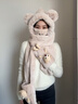 梦多福 小熊帽子围巾一体口罩冬季女骑行手套防寒围脖连帽头套保暖面罩 【米色抱抱熊4件套】帽子口罩围巾手套 新升级【套装更保暖】 实拍图