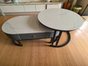 森生林岩板茶几客厅小户型简约轻奢椭圆形可伸缩茶桌 C14-1黑架灰箱 雪山白+雪山白 100cm椭圆茶几+70cm小圆边几 实拍图
