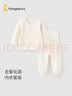 童泰（TONGTAI）宝宝内衣套装春秋季男女童家居服上衣高腰裤子睡衣坑条白色120cm 实拍图