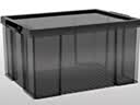 【大牌同厂】直角抗压整理收纳箱玩具衣物置物箱塑料透明储物箱 【透黑30L单只】 46.5*33*28cm 实拍图