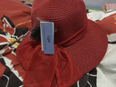 迷人微笑遮阳帽女士户外防晒帽子新品度假草帽编织大檐沙滩夏天太阳帽女 枣红 实拍图