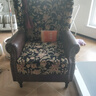 前序家具美式复古风繁花老虎椅布艺真皮拼接休闲椅法式客厅高背单人沙发椅 繁花老虎椅 实拍图