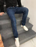 皮尔卡丹（pierre cardin）【修身透气】牛仔裤男夏季潮流商务休闲裤小脚长裤子磨白蓝36码 实拍图