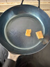 章丘铁锅手工小平底辅食锅煎锅烤肉锅煎蛋锅无涂层物理不粘锅炒锅平底锅 烤蓝铁把加锅耳 28cm 实拍图