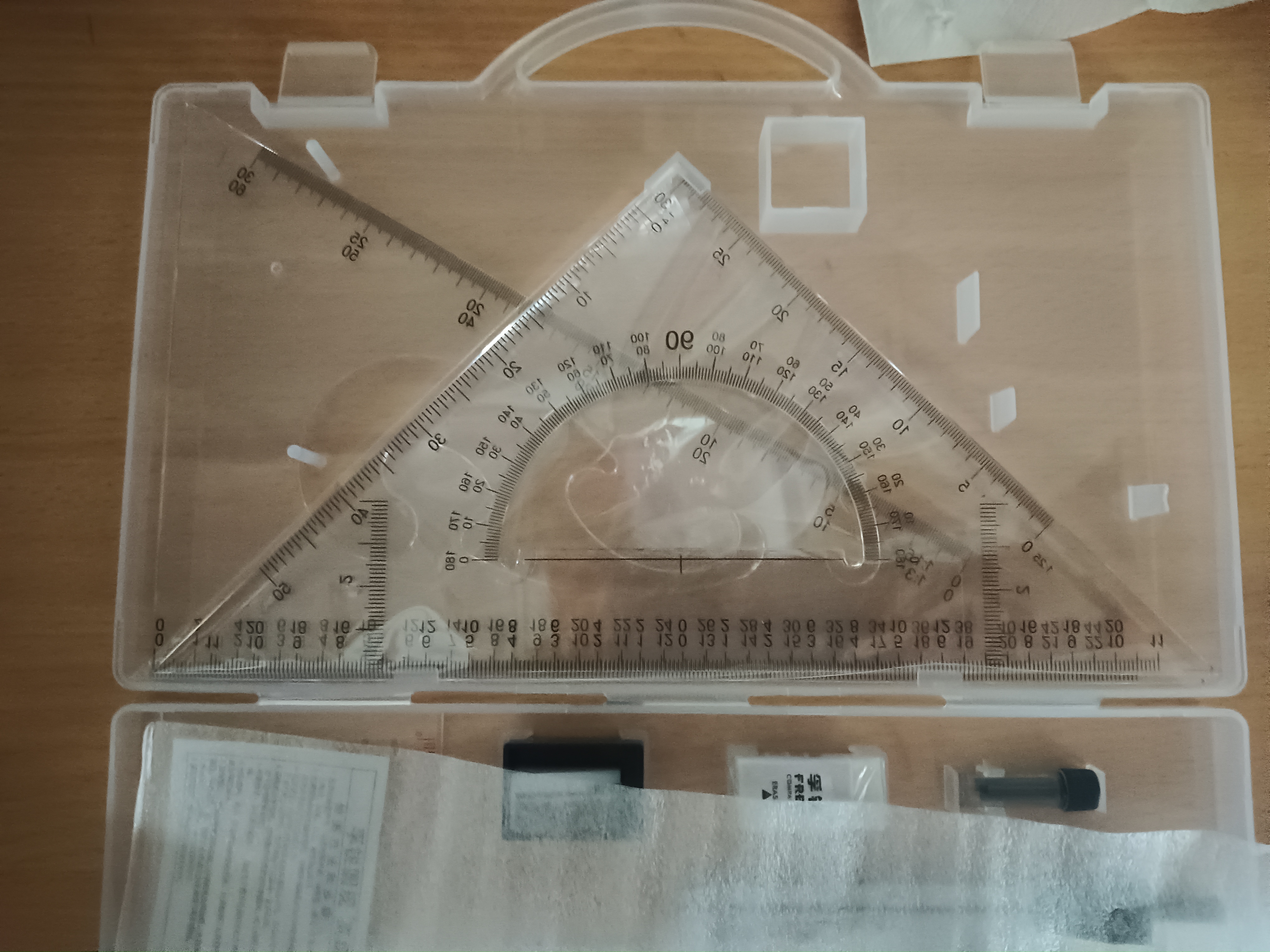 舒星工程制图机械制图绘图工具套装大学生cad作图画图工图绘图工具包圆规尺子高品质 【21件套】透明绘图套装（卡扣固定不散乱） 实拍图