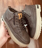 花花公子鞋子男鞋2025新款高帮秋冬季加绒休闲复古厚底增高皮鞋潮马丁靴男 棕色 41 实拍图