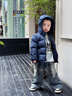 巴布豆（BOBDOG）95绒儿童羽绒服新款男童女童A类抗菌三防面料中长款连帽保暖外套 藏青色 【A类面料 贴身可穿】95绒 100 【约身高80-90cm 体重26斤】 实拍图