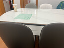 奥利克丝 亮光岩板餐桌椅组合 现代简约实木餐桌可伸缩折叠圆桌吃饭桌子 亮光雪山白-黑白框架轻奢皮椅款 1.35米 一桌六椅【12MM加厚岩板】 实拍图