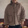 森马（Semir）外套女冬仿兔毛拼接灯芯绒翻领宽松落肩上衣气质复古潮流夹克 深卡其50709 M 实拍图