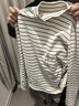 无印良品（MUJI）女式 起毛 罗纹编织 高领长袖T恤 针织衫打底衫女装25年秋季新品 黑色条纹 M （160/84A） 实拍图