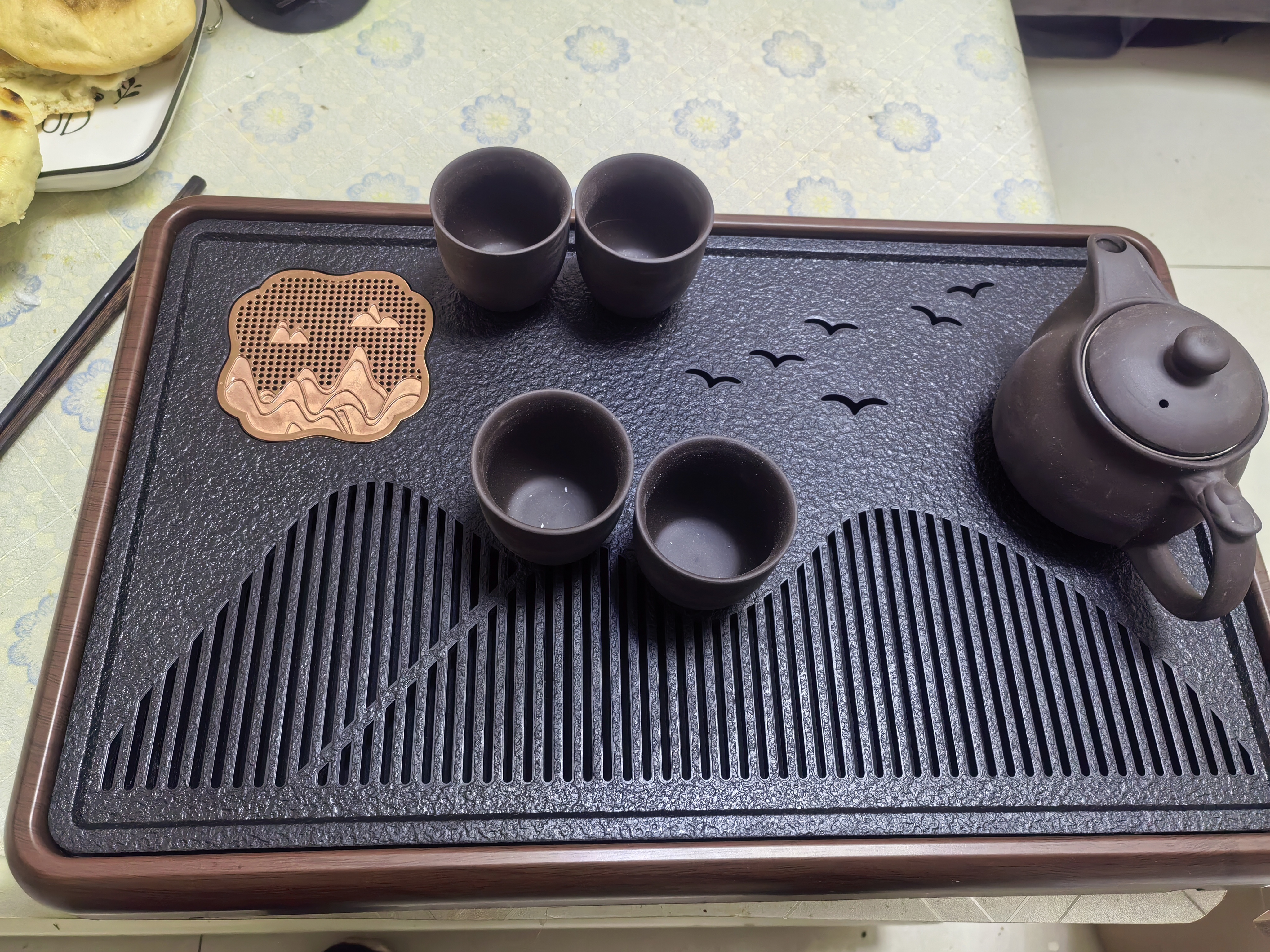 紫砂壶茶具套装家用整套带过滤网大号单壶功夫茶具功夫茶杯泡茶壶 紫砂-纯黑-龙肚壶+六杯 实拍图