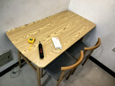 全品屋餐桌椅组合家用饭桌子小户型简约公寓快餐出租商用长方形电脑桌 原木色 120cm 【宽60CM】一桌二椅 实拍图