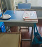 晶霄儿童学习桌椅套装作业课桌子小孩书桌写字桌学校小学生家用可升降 【校园款】双柱课桌+椅 天空蓝 实拍图