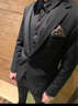 杰逊斯西服套装男韩版修身商务正装男士休闲西装外套新郎结婚礼服三件套 黑色（西装+衬衫+裤子） 2XL（140-150斤） 实拍图
