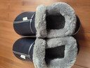 奥康（Aokang）冬季包跟棉拖鞋男士新款包头大码防水防滑保暖PU皮棉鞋女秋冬老人 藏青【加绒防溅水】 46-47 【适合45-46码】 实拍图