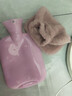 为伴 仿兔绒注水热水袋暖水袋暖手宝宝女生防爆姨妈神器樱花粉1000ml 实拍图