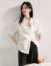 茵曼纯色宽松衬衫春女装洋气休闲打底内搭长袖白衬衣上衣 珍珠白 S  实拍图