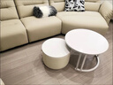 洋意悦奶油风岩板茶几客厅家用小户型简约现代小茶几轻奢网红圆形茶几桌 【60白岩+70纯白岩板】白架白柜 实拍图