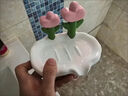 创意可爱花朵肥皂盒塑料免打孔沥水家用香皂洗手台化妆品收纳盒 创意花朵肥皂盒【白色】2个 实拍图