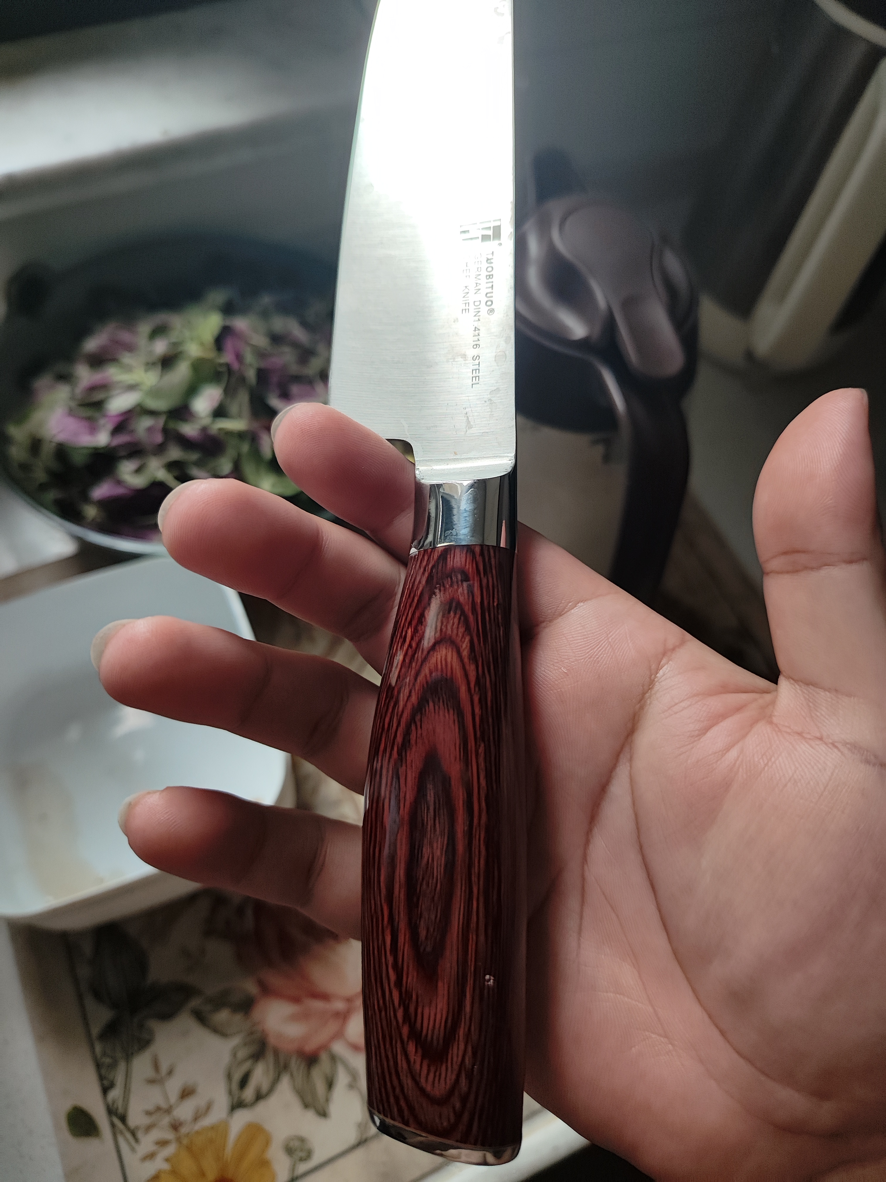 拓（TUOBITUO）墨鱼厨师刀德国钢切片刀水果刀削皮刀不锈钢切肉刀厨房多功能刀具 墨鱼厨师刀 实拍图