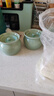 瓦罐煨汤炖盅家用商用隔水炖一人蒸蛋带盖炖罐沙县小吃陶瓷煲汤罐 【青色】三个装 500ml 实拍图