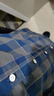 花花公子（PLAYBOY）长袖衬衫男宽松秋冬季潮流格子衬衫男士休闲衬衣外套 蓝灰  XL 实拍图