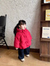 班喜迪女童羽绒服冬装2026新款女宝宝洋气衣服婴幼儿外套儿童冬季小童装 红色 110 充绒量：84g 实拍图