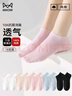 猫人（MiiOW）女士袜子女春夏船袜【100%纯棉10A抗菌】网眼黑色短筒袜透气吸汗 实拍图