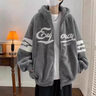 港蒂湾羊羔绒外套男秋冬季加绒棉衣加厚绒棉服男毛巾绣连帽外套学生棉袄 灰色-常规款LRB-W38 XL 125-135斤左右 实拍图