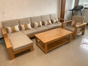 木缇森北欧实木沙发客厅现代简约家具组合套装小户型两用沙发坐垫可拆洗 5+脚榻+长茶几+电视柜+一桌六椅 实拍图