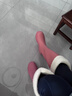 雨鞋女款成人高筒雨靴防滑水鞋长筒防水防臭加绒水靴 粉色+棉套 M （37-38） 24CM 实拍图