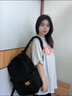 吉普双肩包男大容量休闲背包女高中大学生书包轻便通勤电脑包旅行包 黑色【35L大容量+多隔层】 实拍图