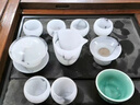 琉璃茶具套装组合白玉茶杯家用送礼玉瓷功夫盖碗茶壶整套礼盒礼品 水墨琉璃玉瓷套装【安全包装】 1盖碗+1公道+1茶漏套组+6茶杯 实拍图