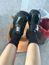 达芙妮真皮厚底乐福鞋2025春季新款百搭单鞋小个子增高英伦风小皮鞋 黑色 【纯色小头】 37 实拍图