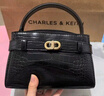 CHARLES&KEITH鳄鱼纹凯莉包手提斜挎婚包包女包生日礼物CK2-50270880-1 Black黑色 S 实拍图