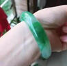 冰糯种阳绿正品翡翠手镯子老坑飘绿正圈冰种果绿礼品女款玉手镯子 54号 实拍图