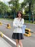 童兜逗蓝色衬衫女装职业套装正装长袖上衣面试西装教师通勤穿搭雪纺衬衣 白色L【105-115斤】 无系带 实拍图