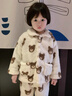 班喜迪儿童睡衣加绒套装秋冬装2025新款女童上衣宝宝裤子冬季男童家居服 米小熊 90 cm 实拍图