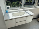 浴美优品实木浴室柜陶瓷一体盆卫生间洗手洗脸盆柜组合洗漱台镜柜奶油风 L16吊柜120cm智能镜子+陶瓷盆 实拍图