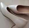 意尔康女鞋粗跟时装鞋浅口套脚高跟鞋工作女单鞋春秋 26906W米白38 实拍图