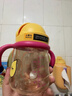 babycare小企鹅学饮杯 儿童吸管式水杯 儿童防漏防摔带手柄喝奶瓶含重力球 吸嘴杯-洛克黄-把手紫-330mL 实拍图